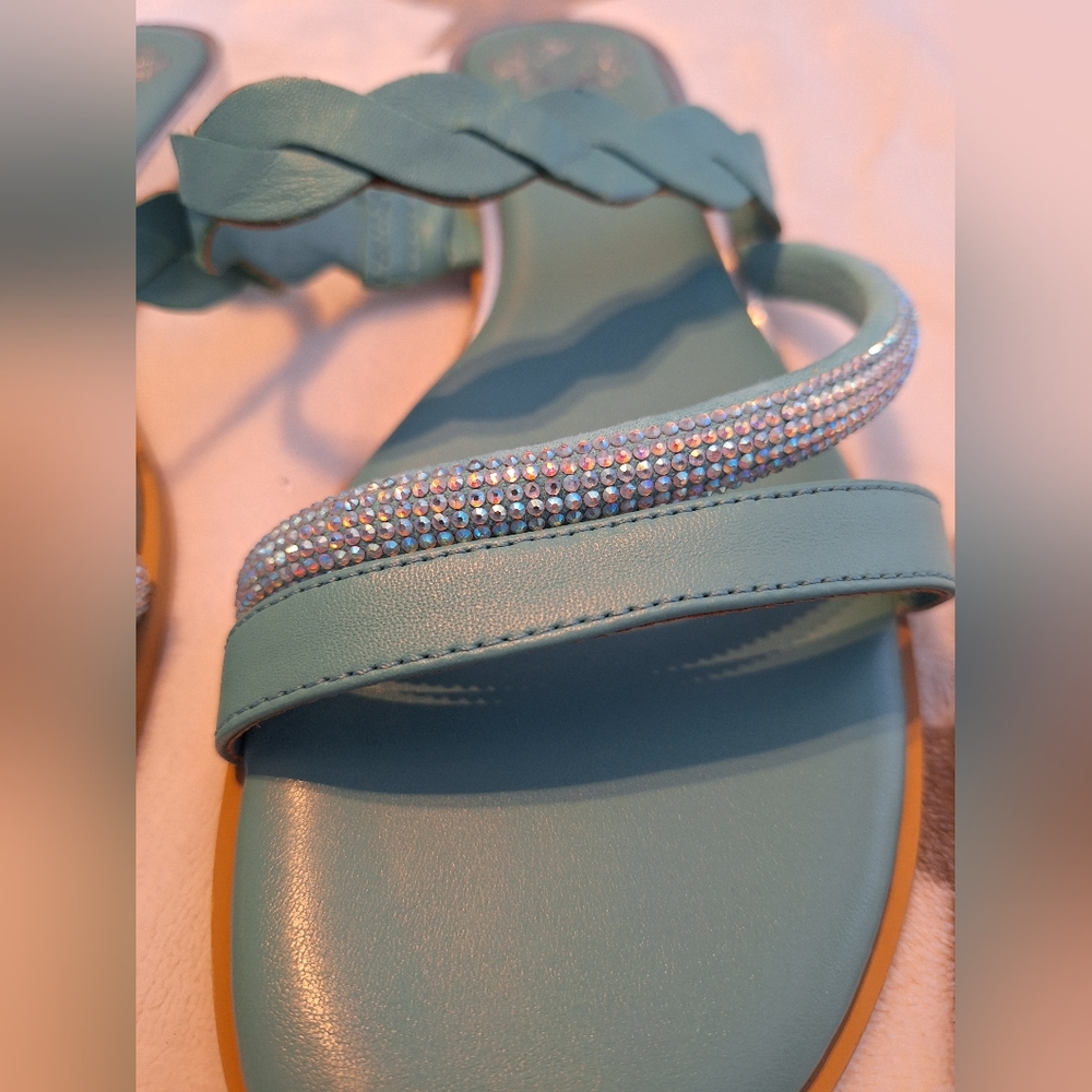 Vince Camuto Aruelle Leather Jeweled Sandal-Color Seafoam - Picture 2 of 8